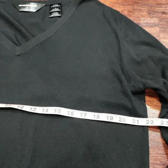 Norma Kamali Black Cotton V-Neck Long Sleeve Sweater Women's Size Large - Picture 6 of 8